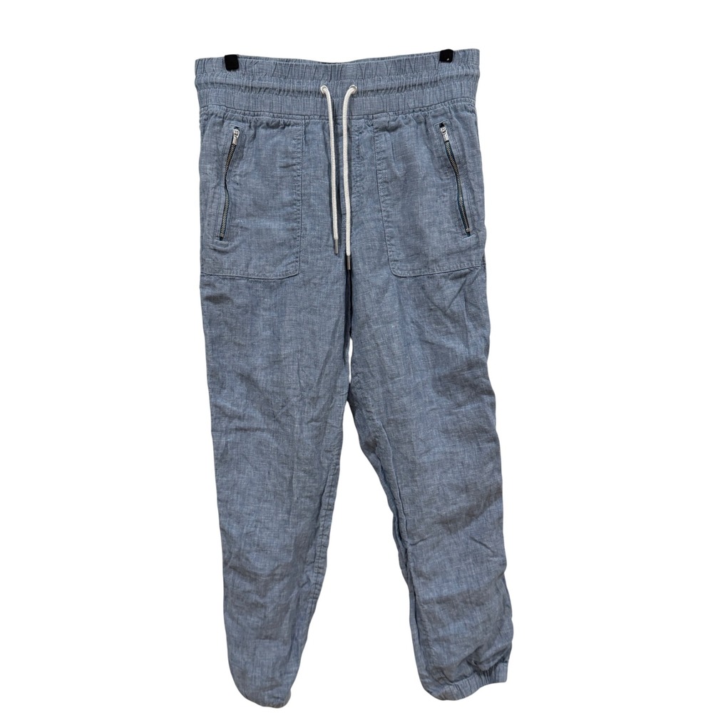 Athleta Cabo Linen Jogger Pants Blue Chambray 530642 Size 6